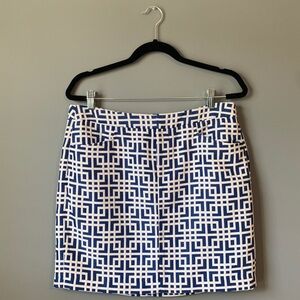 Ann Taylor Loft Skirt Size 8 Medium Blue White pattern